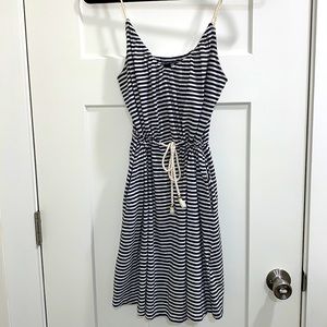 HM summer dress. Cute tie around waist. Blue and white stripes.